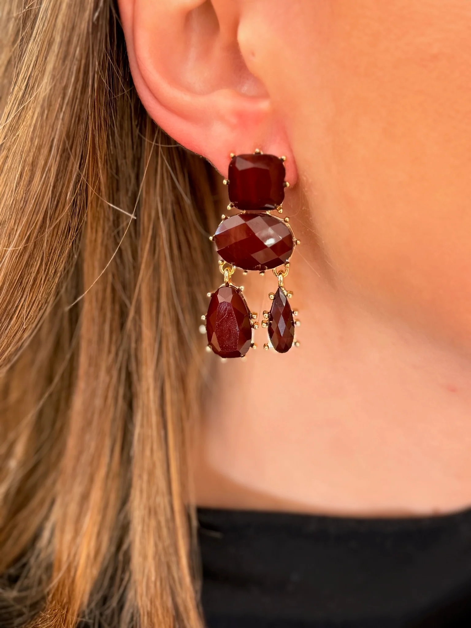 Pendientes de piedras marron |Valentina - Image 3
