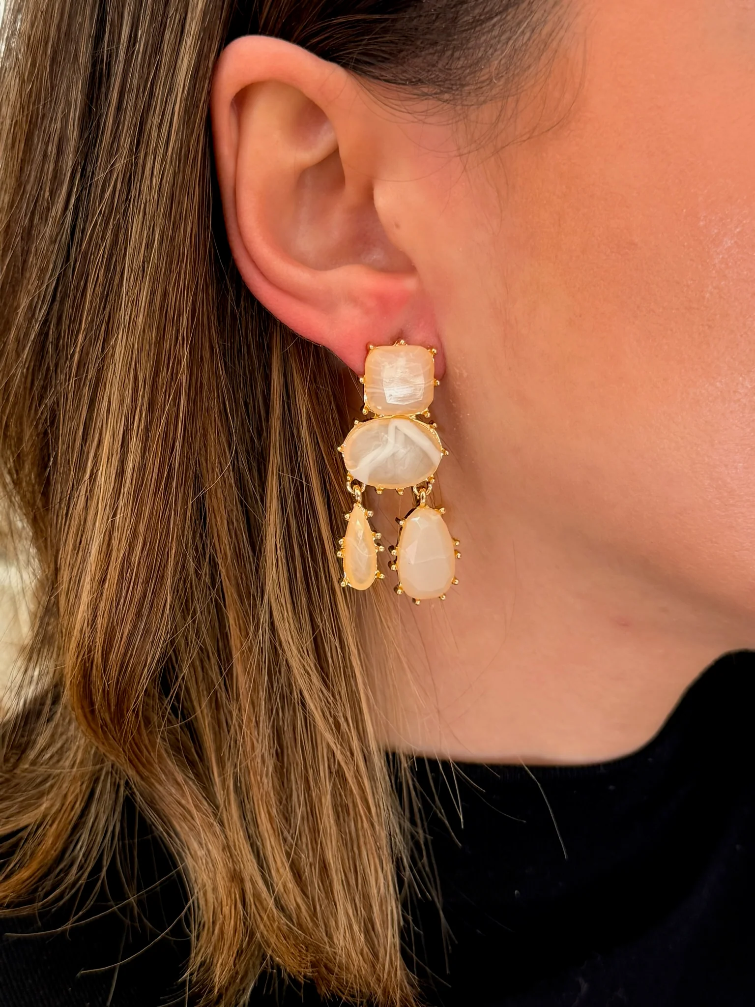 Pendientes piedras marfil|Alba
