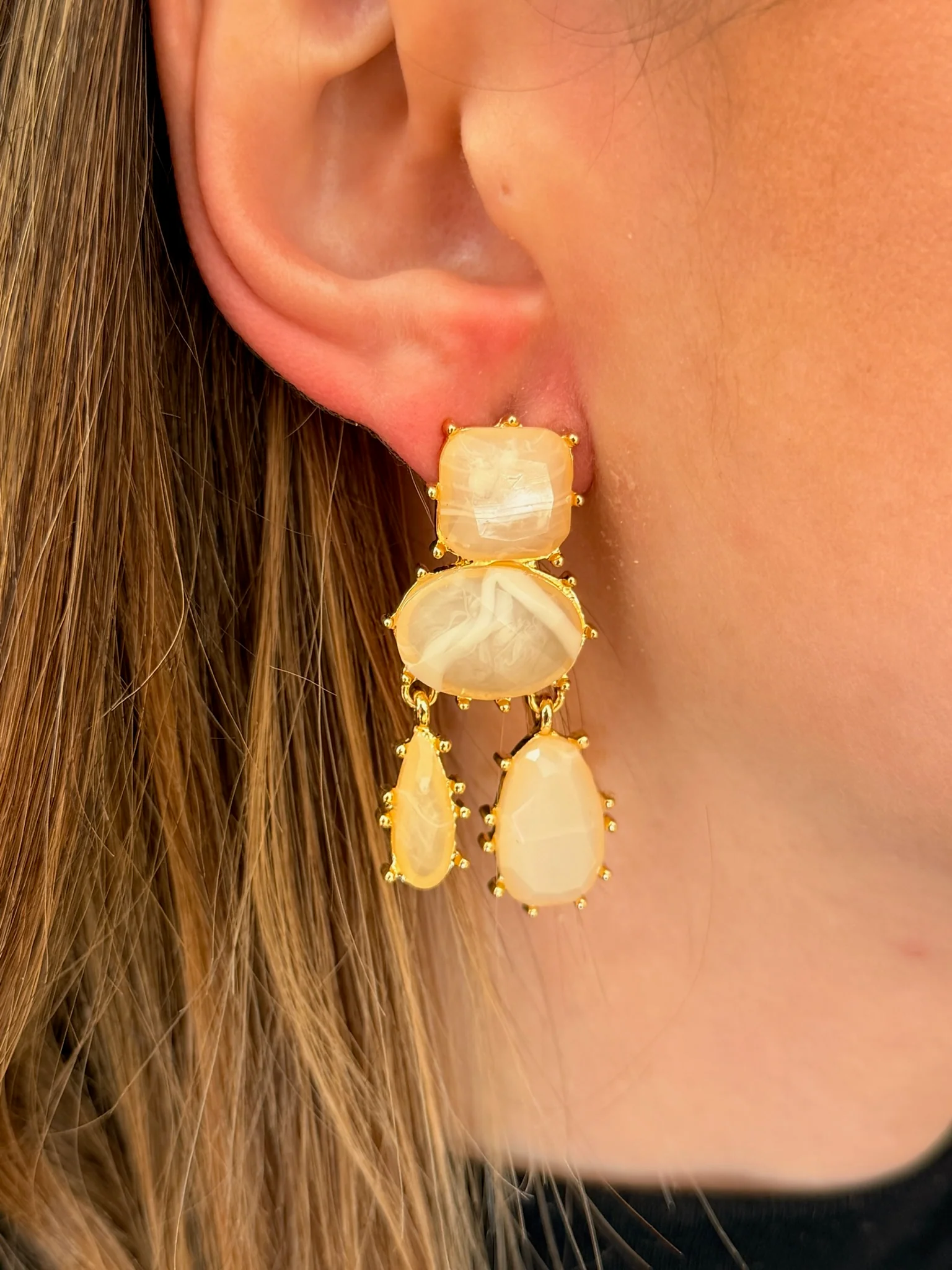 Pendientes piedras marfil|Alba - Image 2