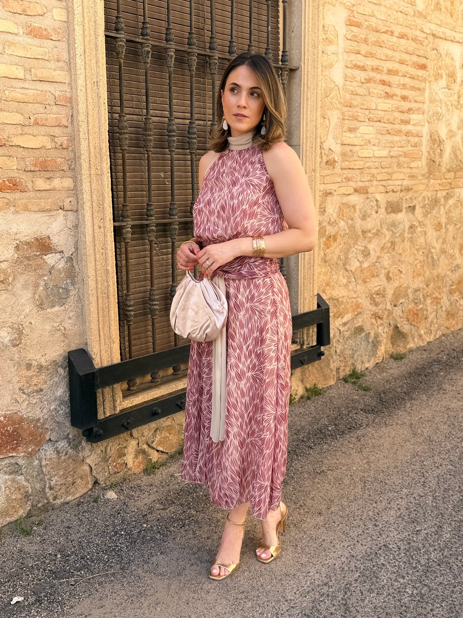 Vestido gasa beige | Bianca - Image 3
