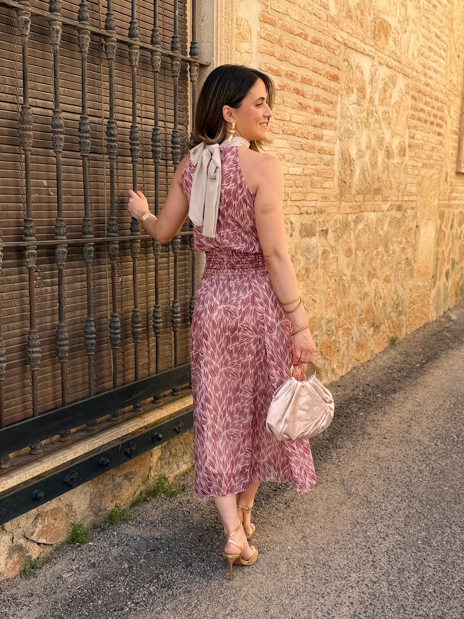 Vestido gasa beige | Bianca - Image 5
