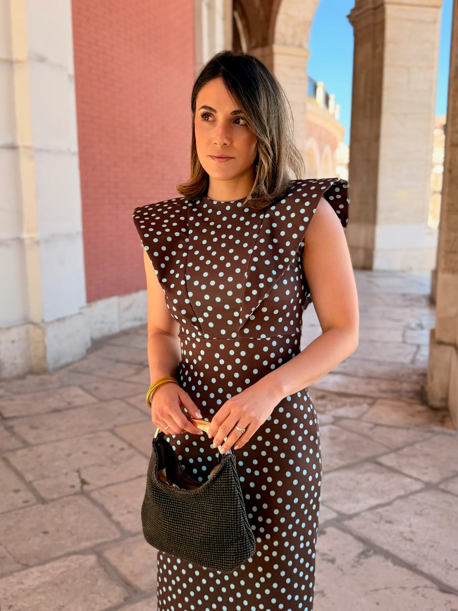 Vestido midi lunares marron | Camila - Image 2