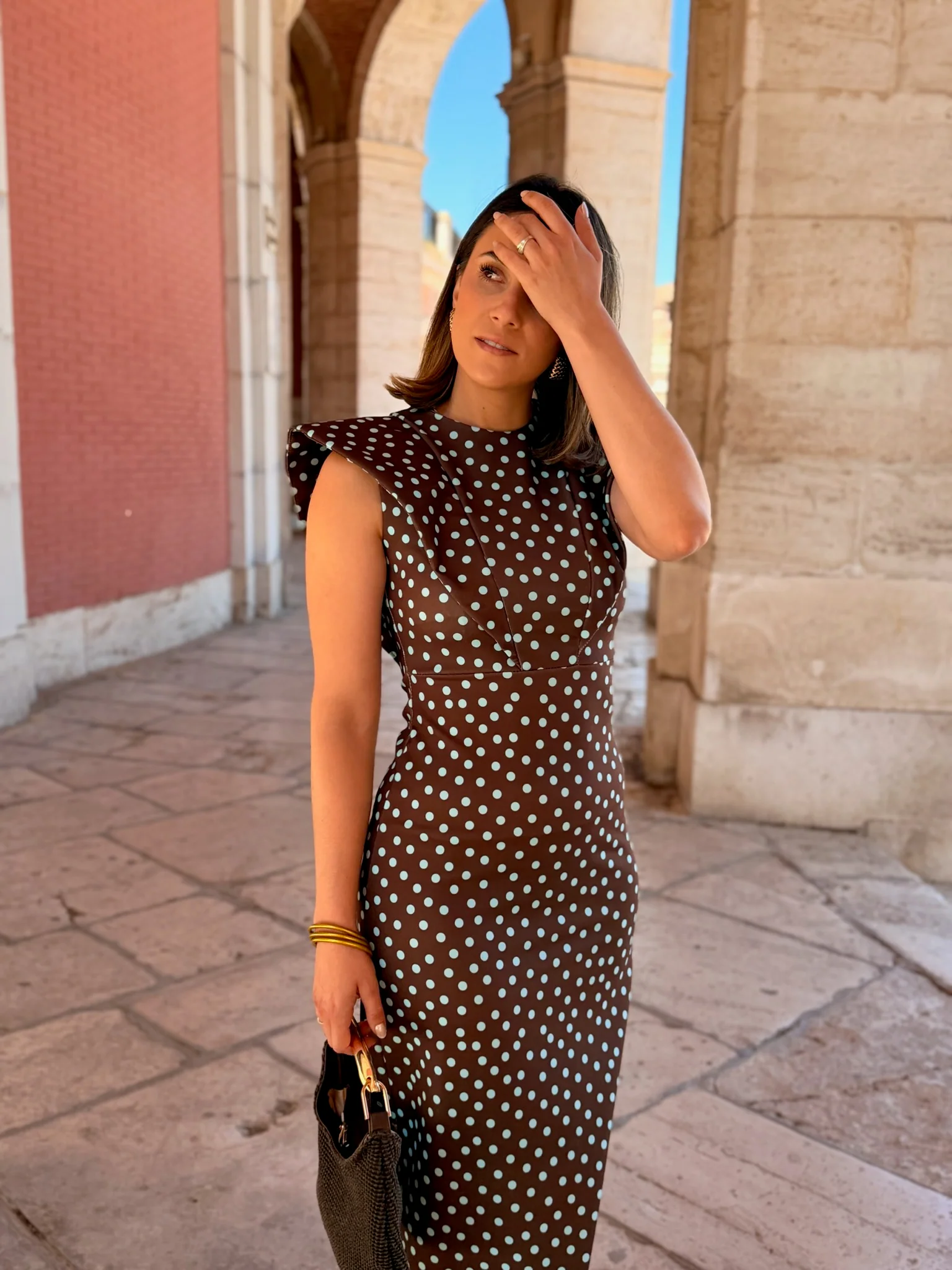 Vestido midi lunares marron | Camila - Image 4