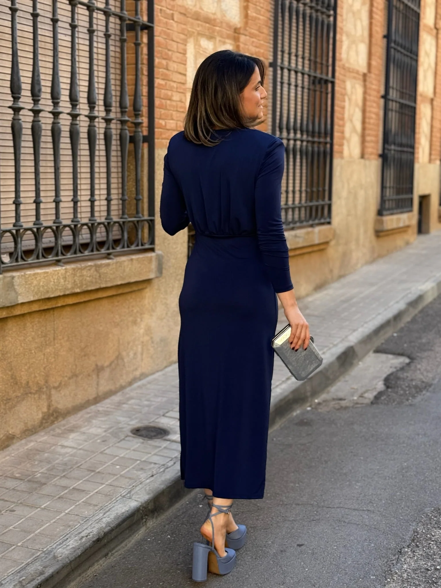 Vestido midi azul marino | Simona - Image 7