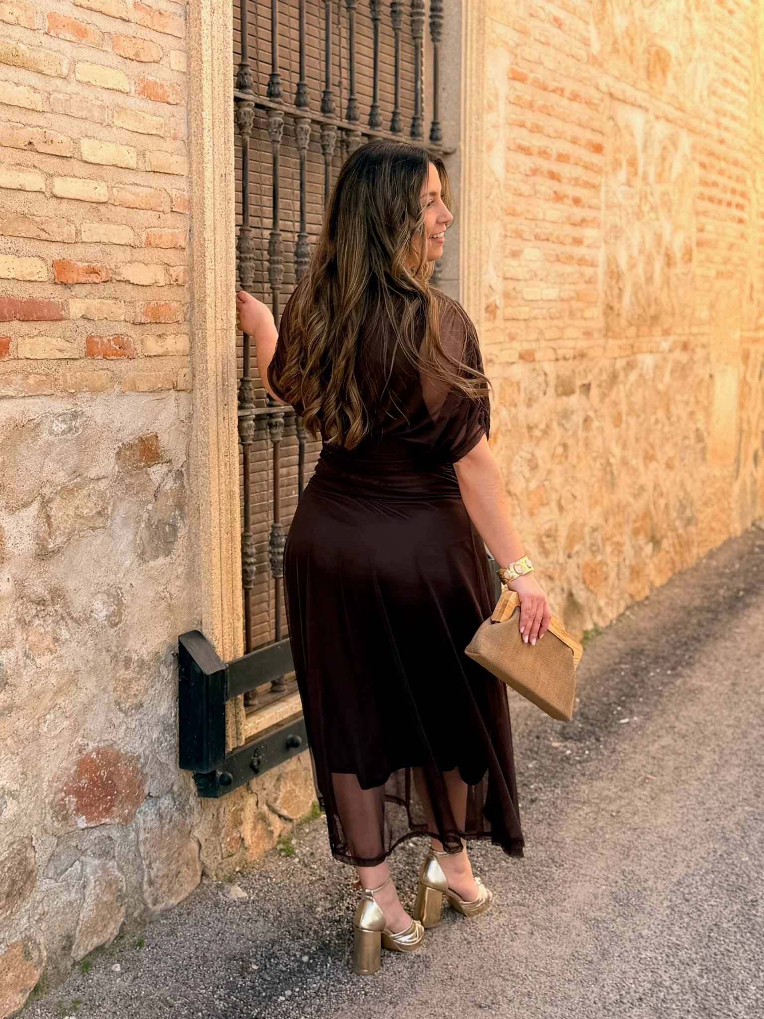 Vestido midi marron | Ariadna - Image 6
