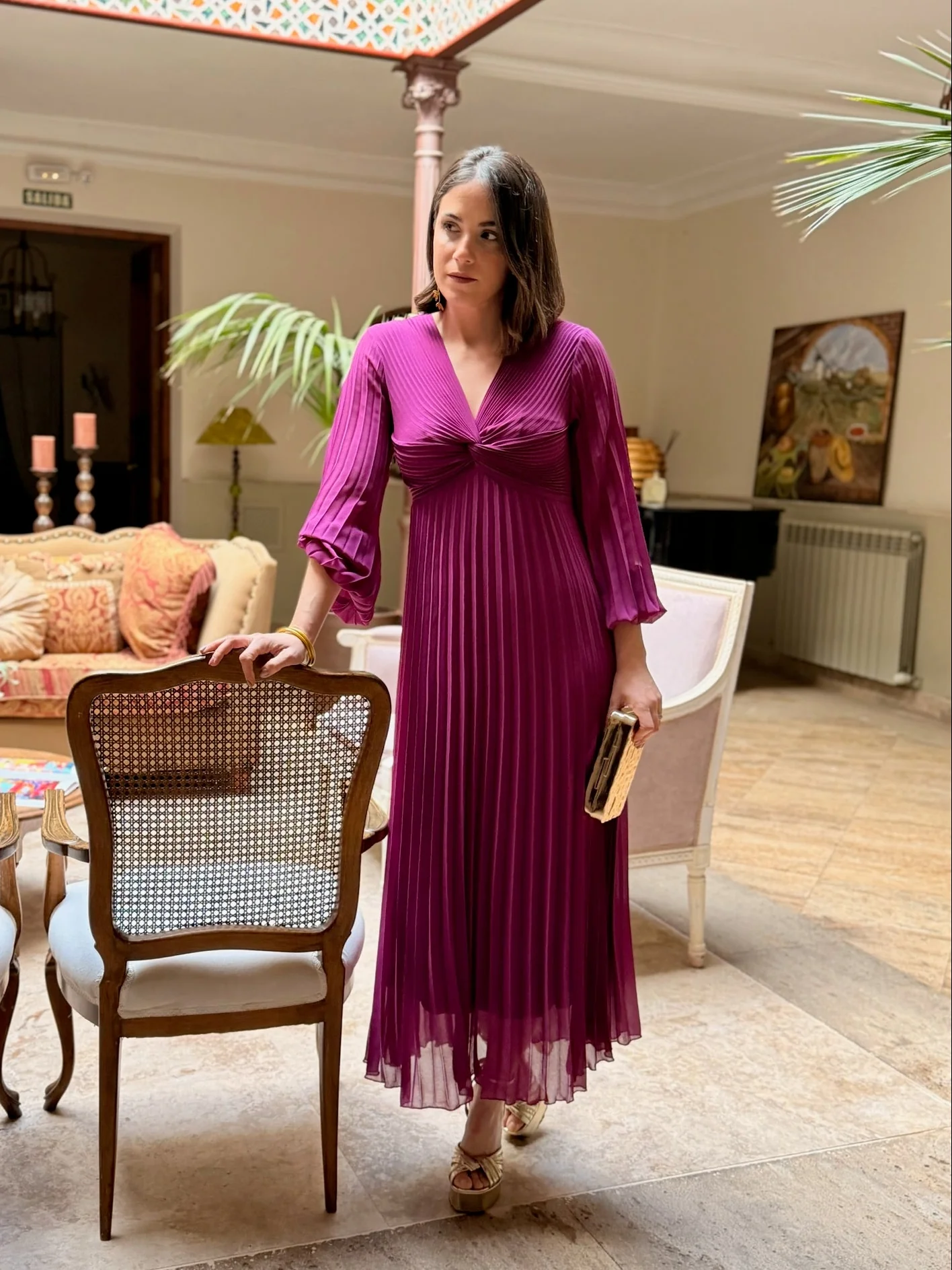 Vestido plisado buganvilla| Isabella - Image 2