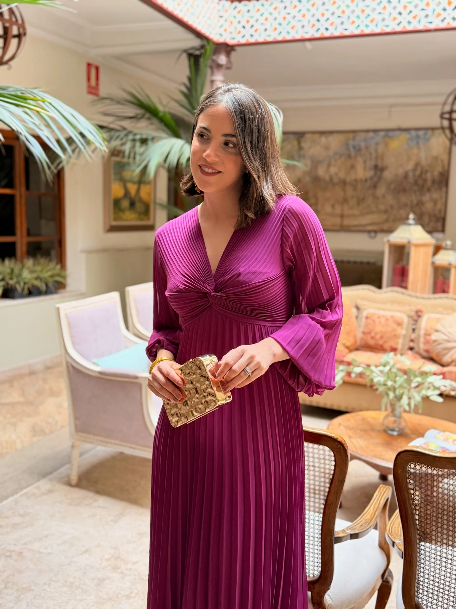 Vestido plisado buganvilla| Isabella - Image 3