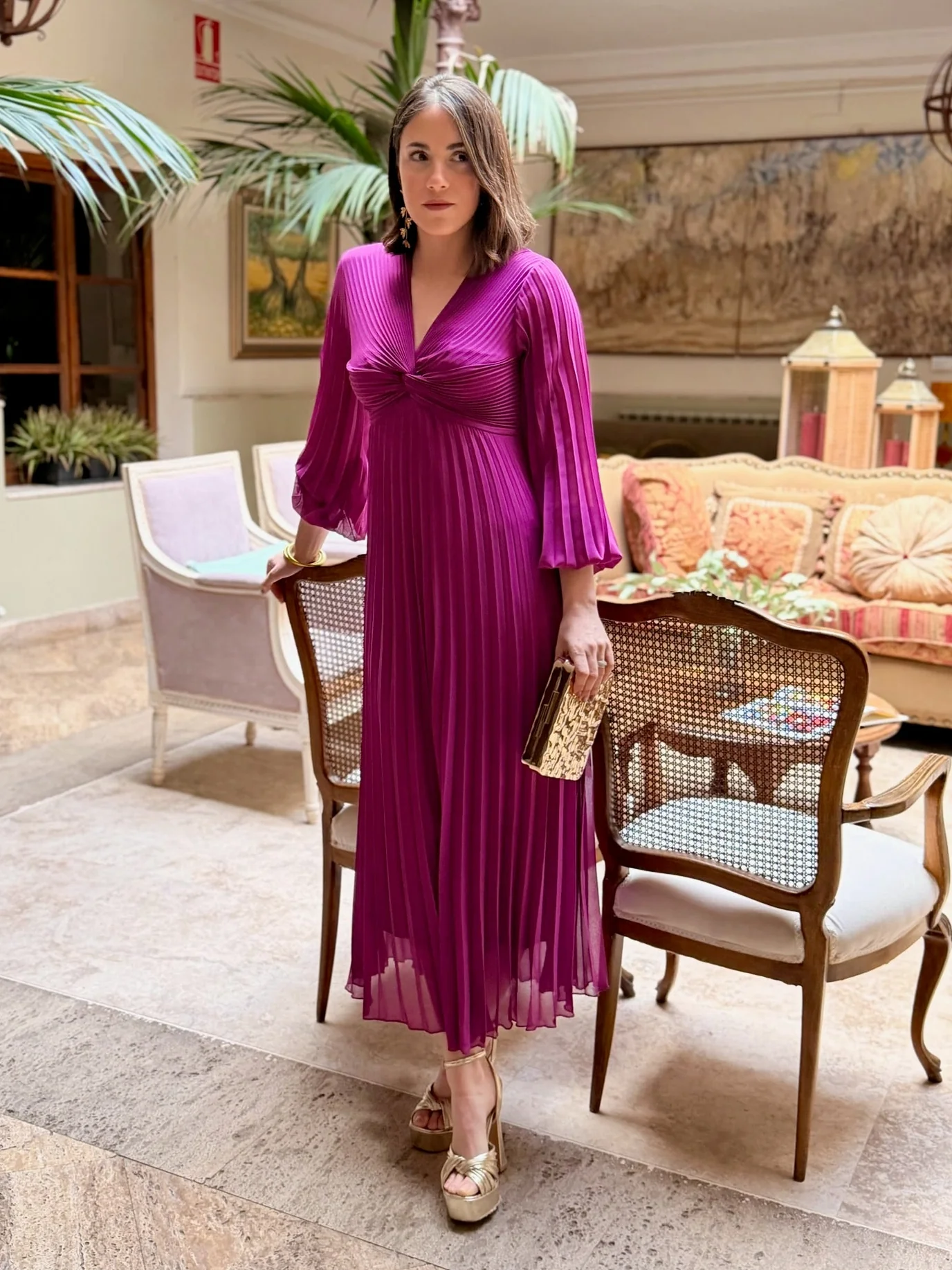 Vestido plisado buganvilla| Isabella - Image 4
