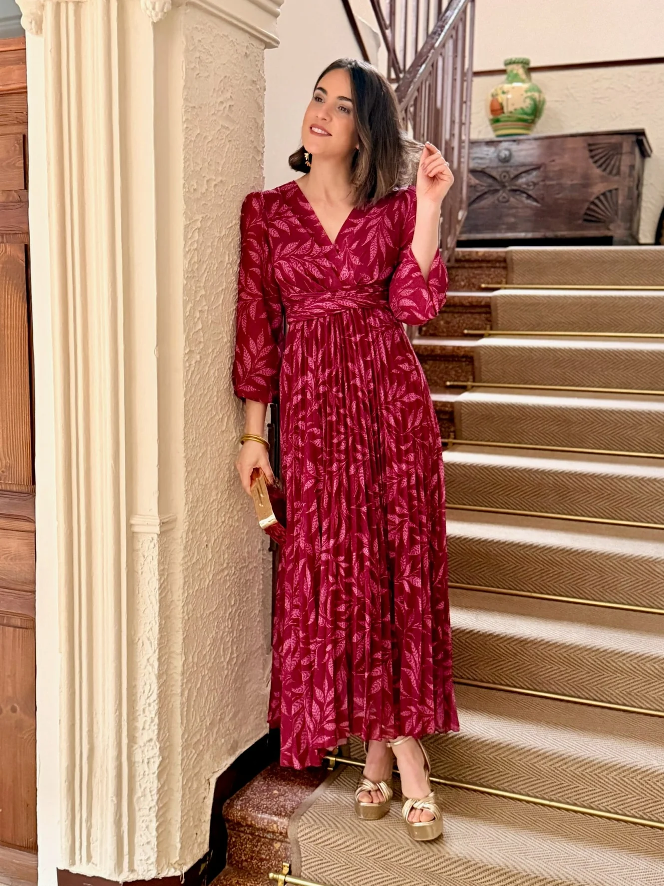 Vestido plisado buganvilla | Luciana - Image 7