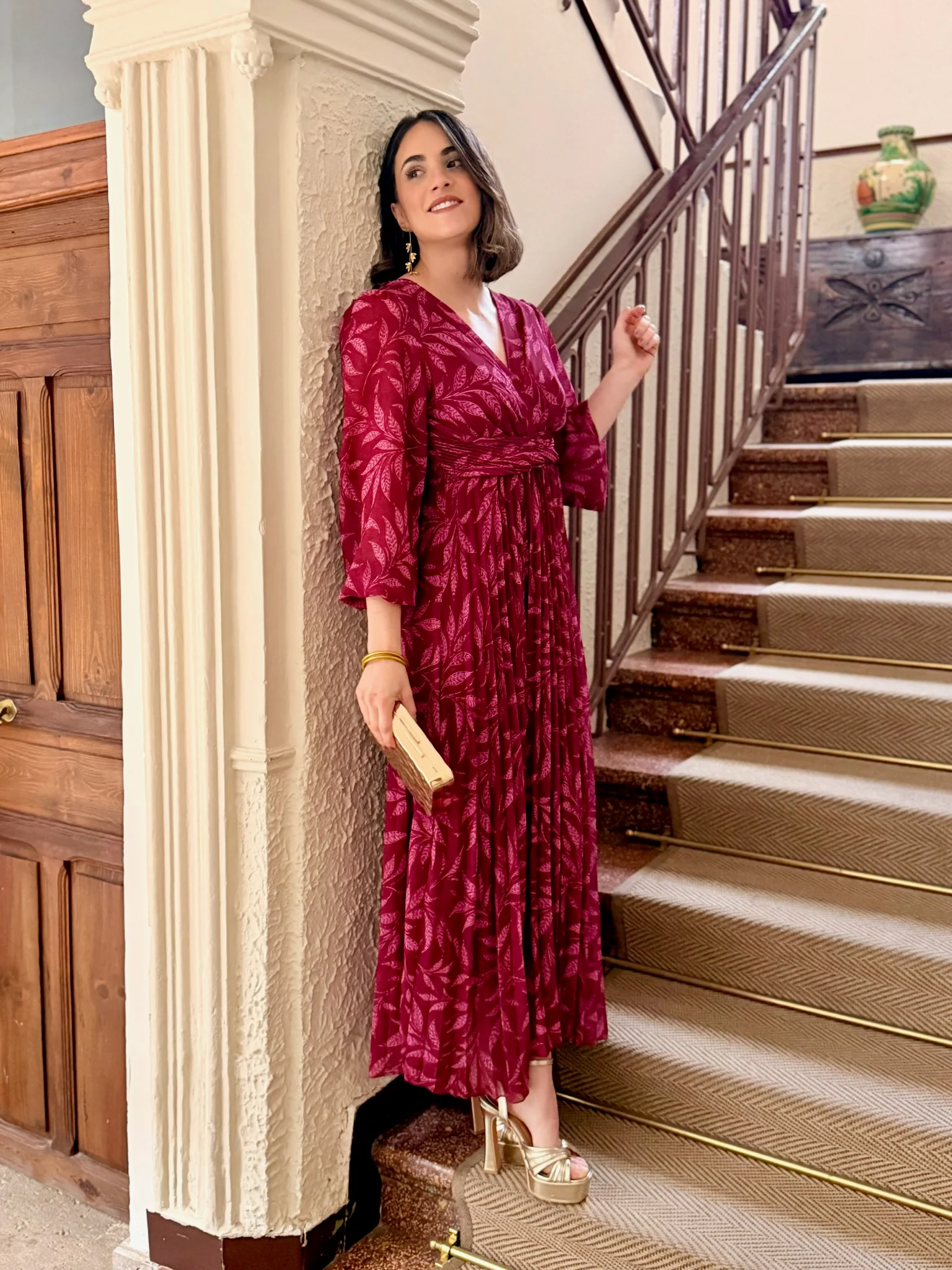 Vestido plisado buganvilla | Luciana - Image 8