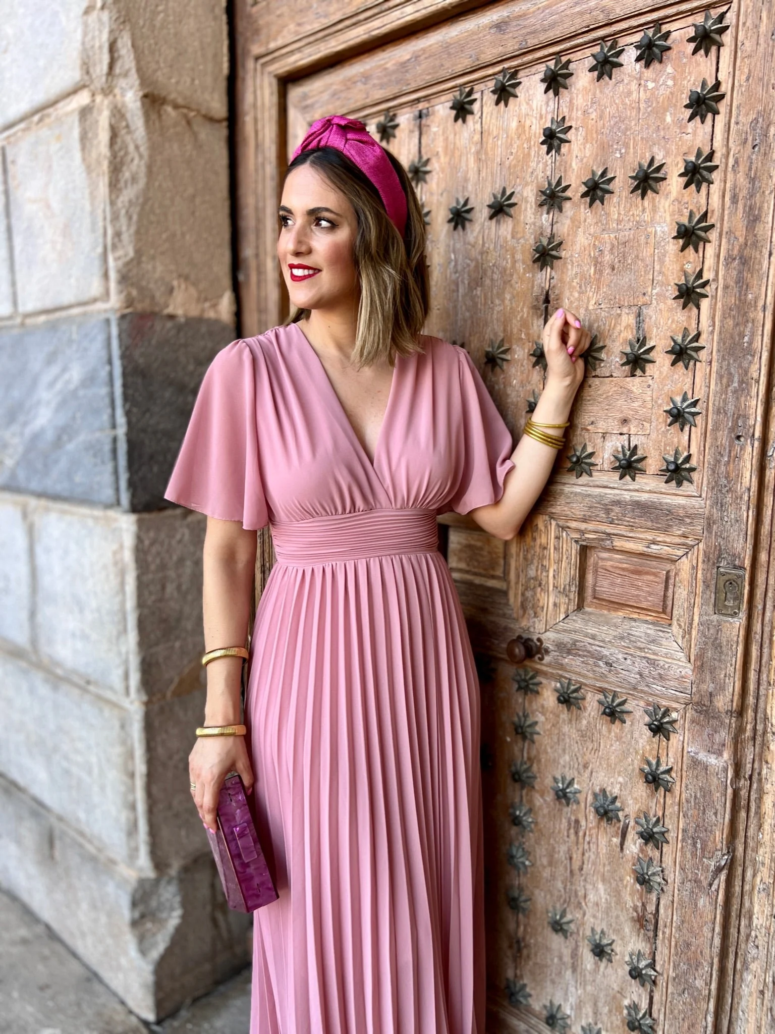 Vestido plisado rosa | Catalina - Image 2