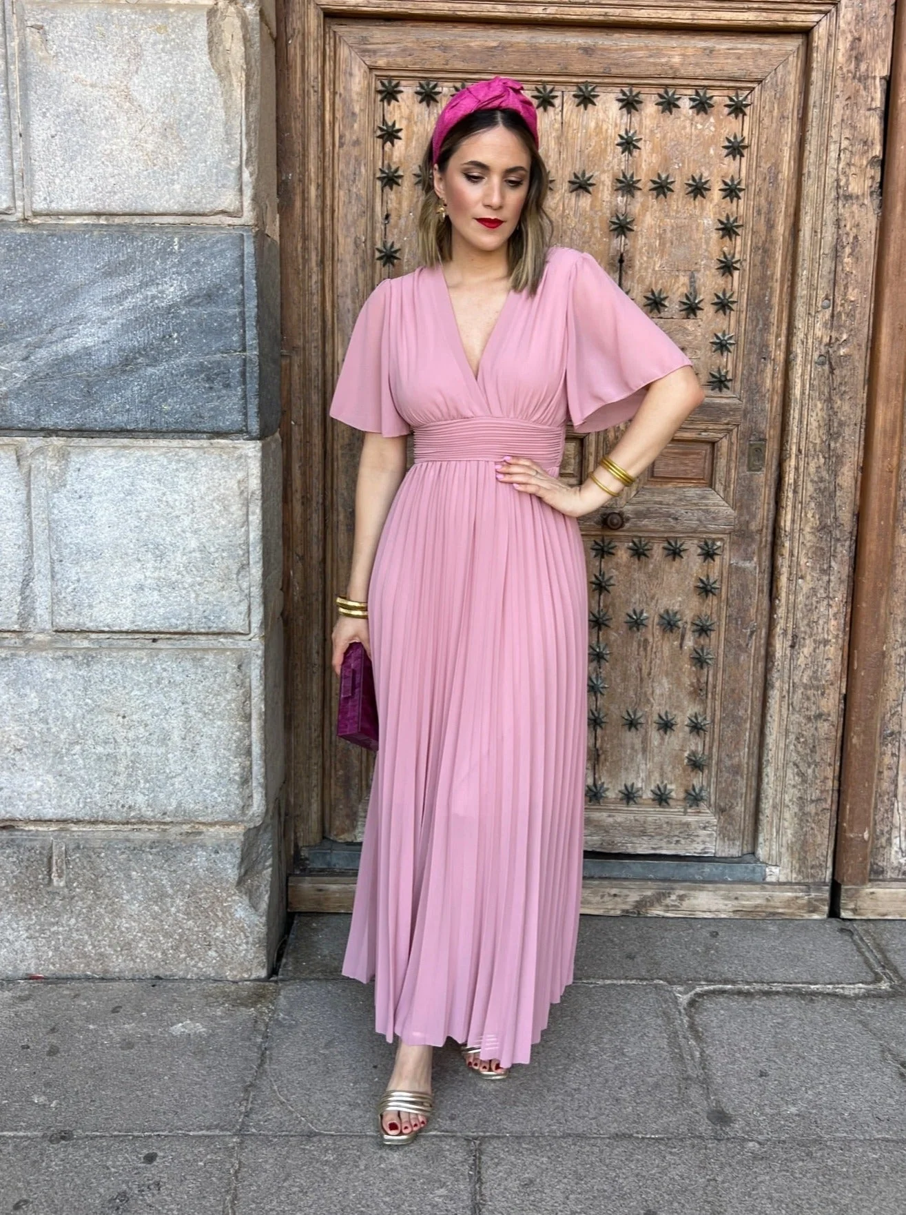 Vestido plisado rosa | Catalina - Image 5