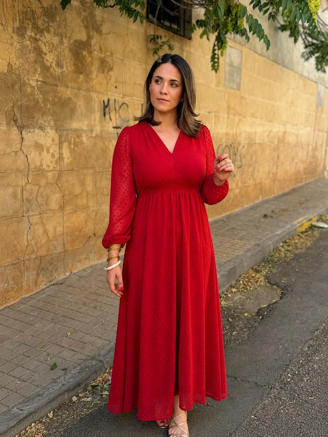 Vestido plumeti rojo | Selena - Image 3